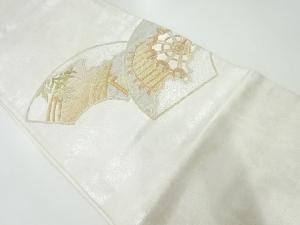 アンティーク　相良刺繍地紙に槌車模様袋帯（材料）